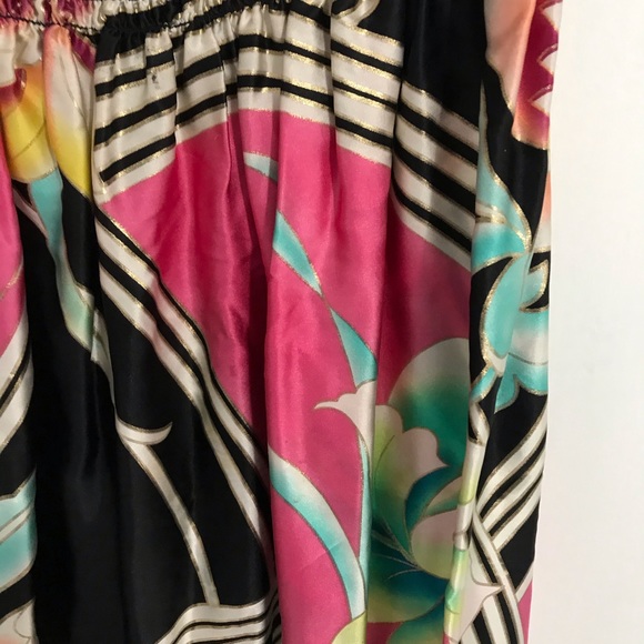 Caché Strapless Shirred Gold Foil Silk Dress | Small - Picture 2 of 3